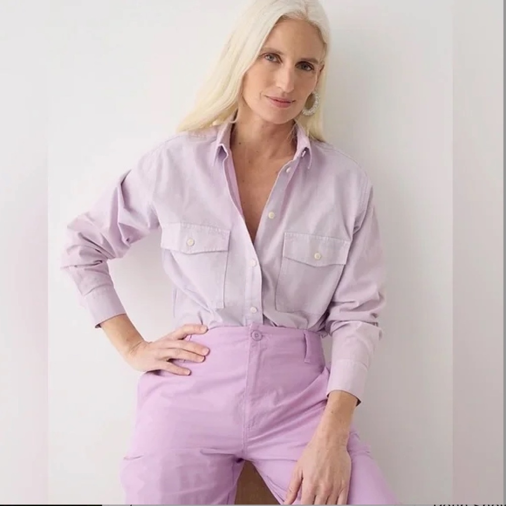 J. Crew Garment-dyed Chambray Shirt in Lavender size 4